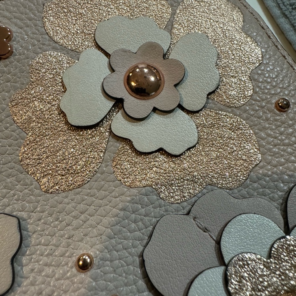 Michael Kors Floral Embellished Beige Crossbody Bag - Picture 10 of 12